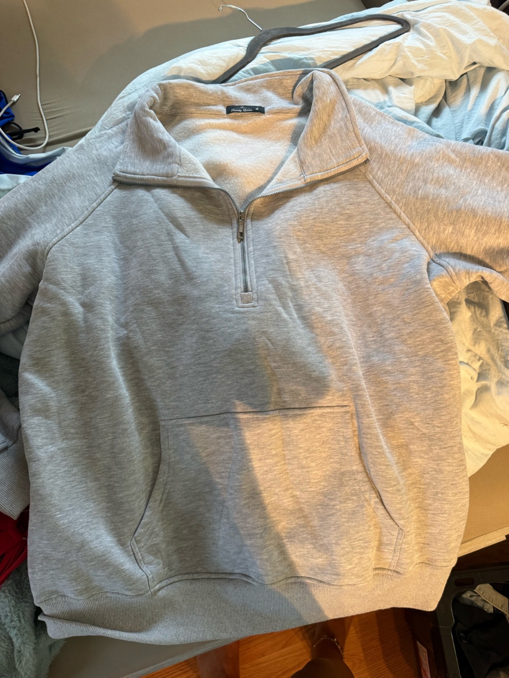 Womens Half-Zip Gray Pullover Sweater